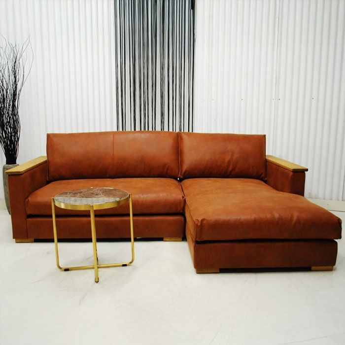 アウトレット 現品限り 一部 ヴィンテージ調 モダンデザイン L型カウチソファーセット アーモンドブラウン