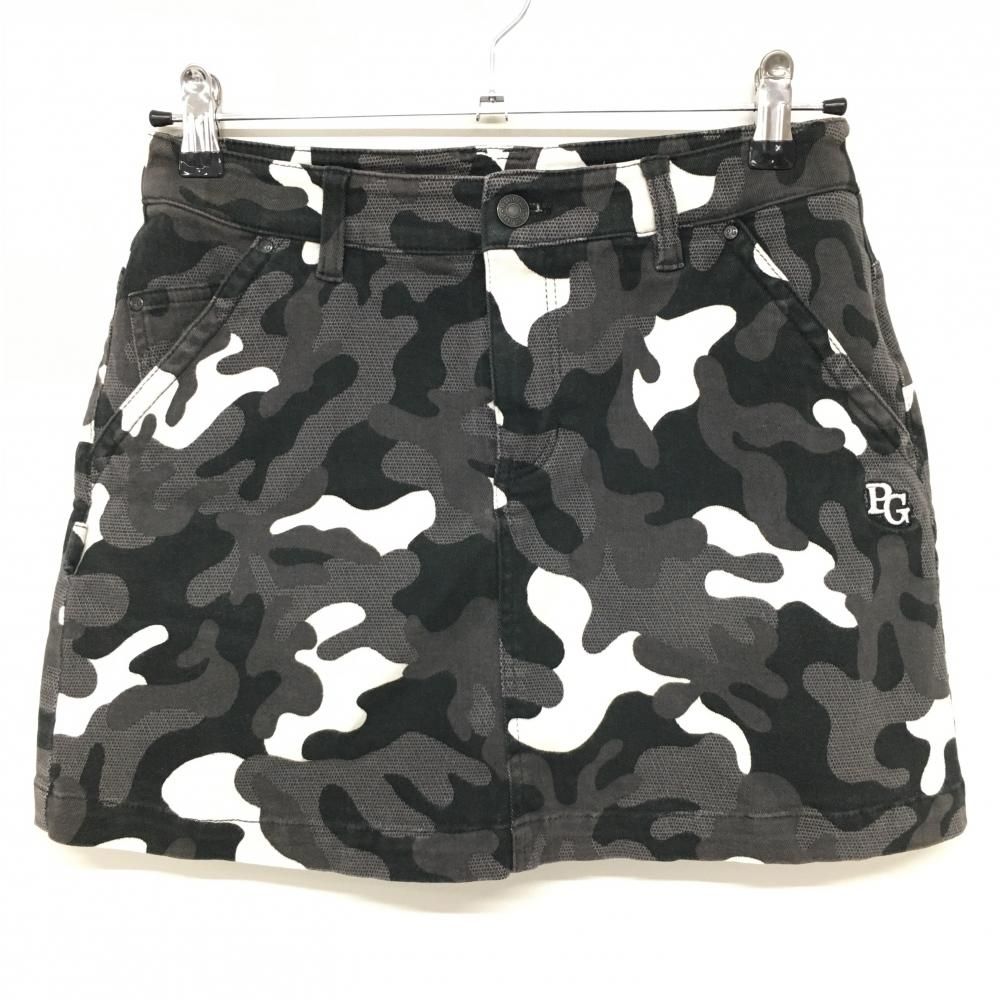 パーリーゲイツ スカート グレー×黒 カモフラ 迷彩 内側30周年