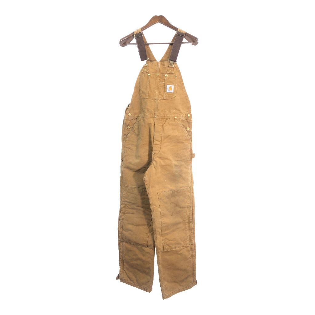 USA製 Carhartt カーハート オーバーオール ワーク ライトブラウン(メンズ W35 L31相当) 中古 古着 S2005