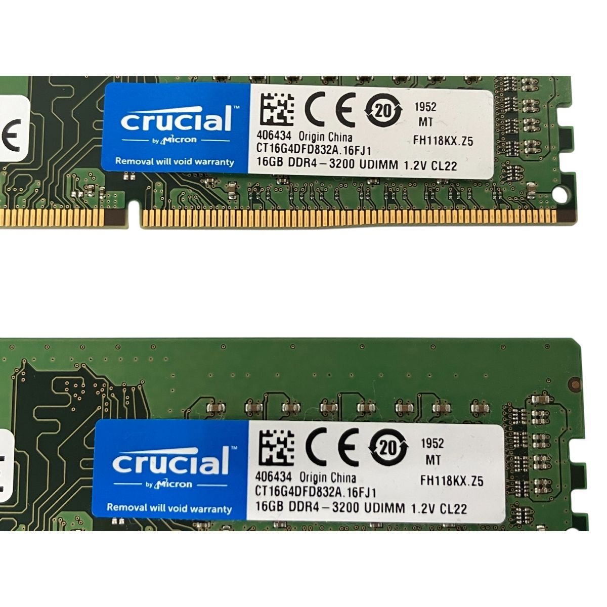 Crucial 16GB×2枚 計32GB メモリ CT16G4DFD832A パソコン周辺