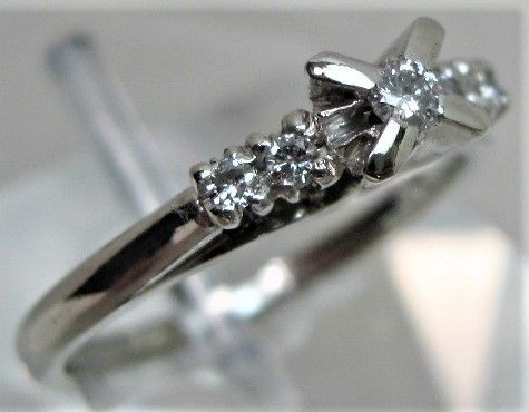 Pt900 プラチナ リング 指輪 ダイヤ 立爪 ファッション0.06ct 0.08ct 