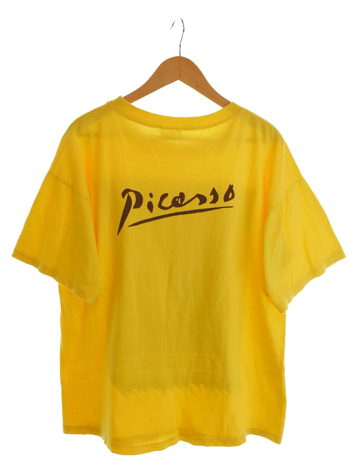 ヴィンテージ Vintage 90s pablo picasso Tshirt 90's パブロ ピカソ Tシャツ コピーライト98年 Tシャツ イエロー Lサイズ 103MT-2526