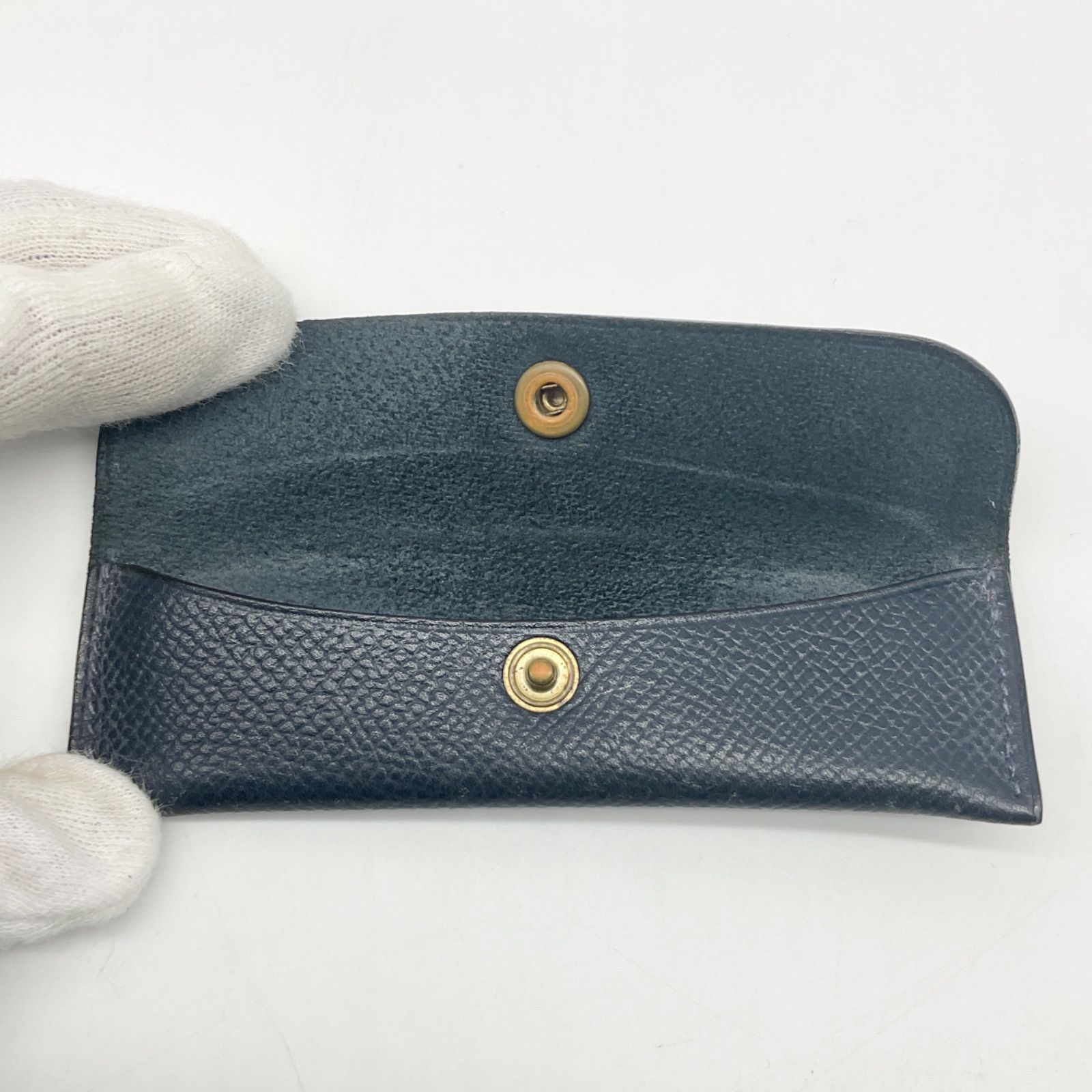 HERMES エルメス コーム くし 櫛 バッファローホーン ネイビー レザーケース付 ABランク 1_152