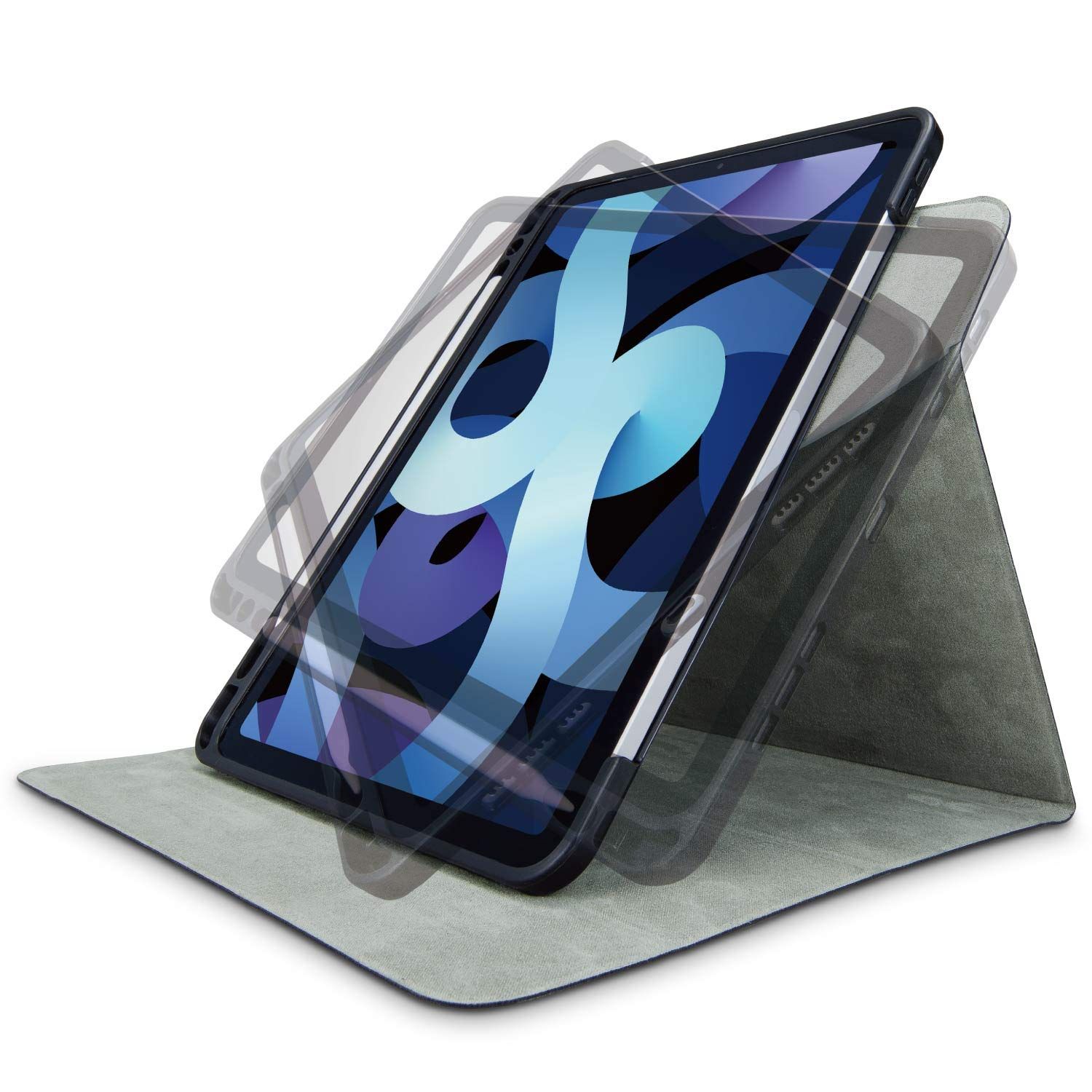 エレコム iPad Air 10.9 第5/4世代 (2022/2020年) ケース 手帳型 360度回転 スリープ対応 Apple Pencil収納 ブラック  [ブラック] [レザーケース/手帳型/360度回転/スリープ対応/Apple Pencil収納]