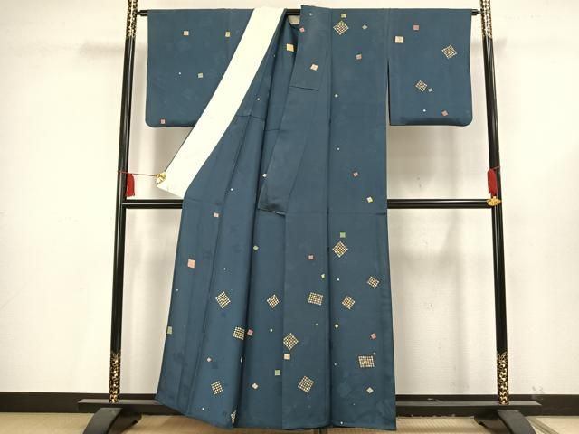 平和屋着物▽訪問着　単衣　色紙散らし文　正絹　逸品　AAAV2843fy 平和屋着物▽訪問着 単衣 色紙散らし文 正絹 逸品 AAAV2843fy 平和屋