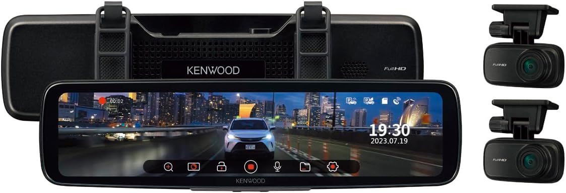 ケンウッド ドライブレコーダー DRV-EM4800 ミラー型 デジタルミラー IPS液晶 前後高感度PureCel Plusセンサー搭載 フルハイビジョン録画 バンド式装着 ミラレコ KENWOOD [出張取付サービス対応]