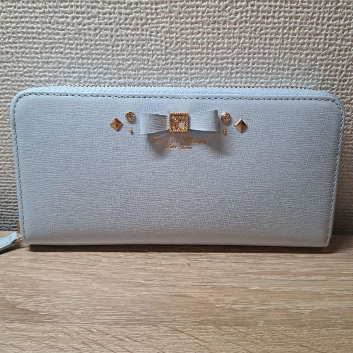 サマンサタバサプチチョイス 長財布 リボンビジュー ライトブルー