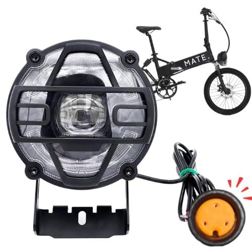 特売 MATE Eバイク ライト 電動自転車 ファットバイク LED 大光量 高輝度 防水 防振 ホーン クラクション 機能搭載 アルミ合金 36-48V対応 選べる2種類コネクタ MATE Super73他 3pin 3芯 M8 コネクタ 差すだけ簡単取り