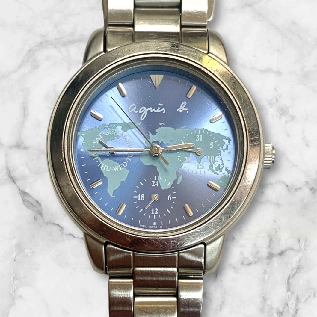 agnes b. アニエスベー 腕時計 レッド 世界地図 - 時計