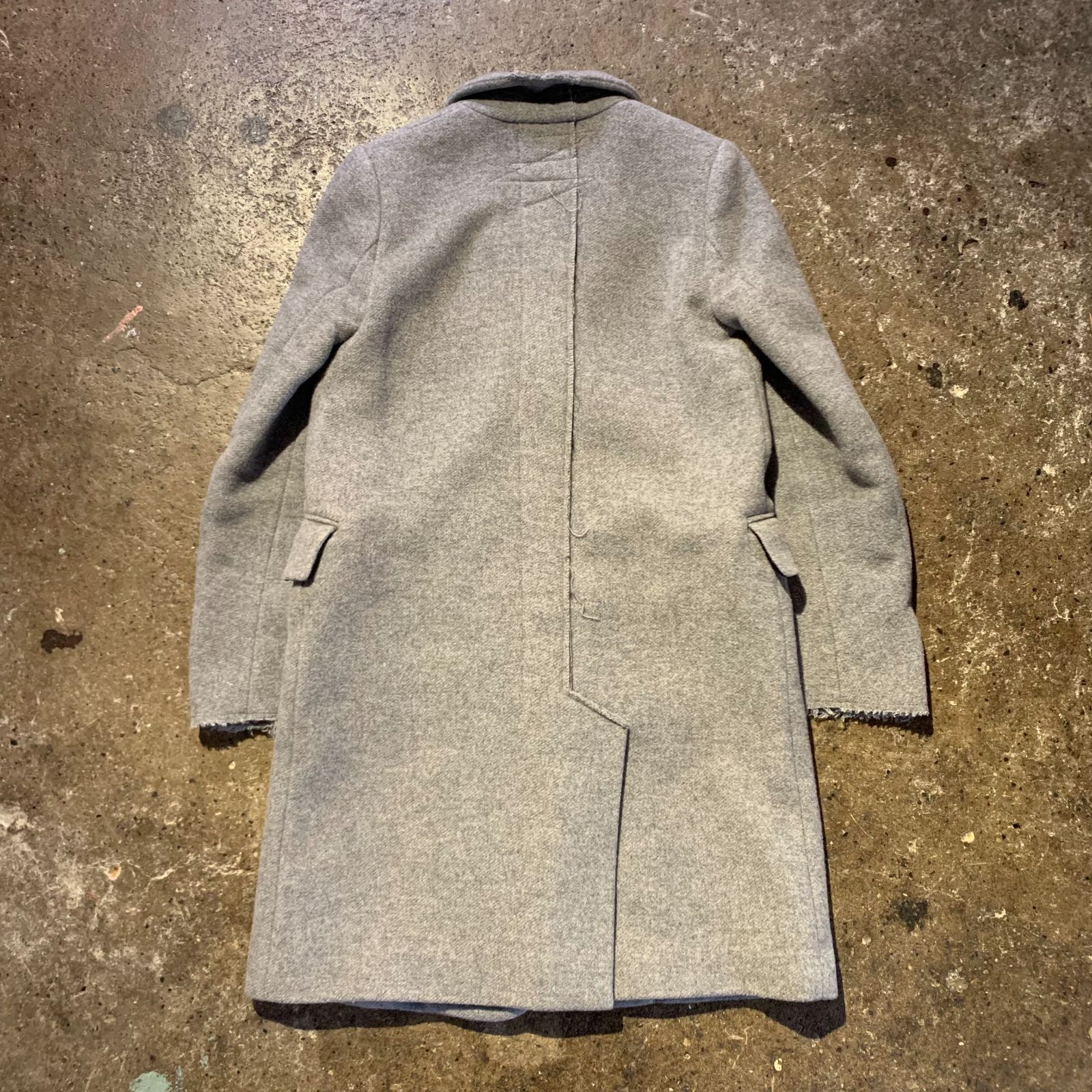 MM6 16aw ダブルチェスターコート ウール カットオフ フェイクボタン