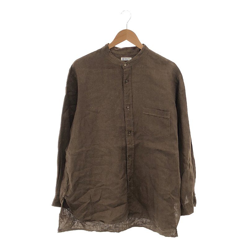 ORCIVAL / オーチバル | リネン バンドカラーシャツ | 5 | ブラウン | メンズ