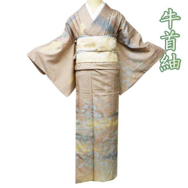 【秋色つむぎ＊】白山紬　からし色　正絹　スモールサイズ　しつけ付　美色　美品 秋色つむぎ＊】白山紬 からし色 正絹 スモールサイズ しつけ付