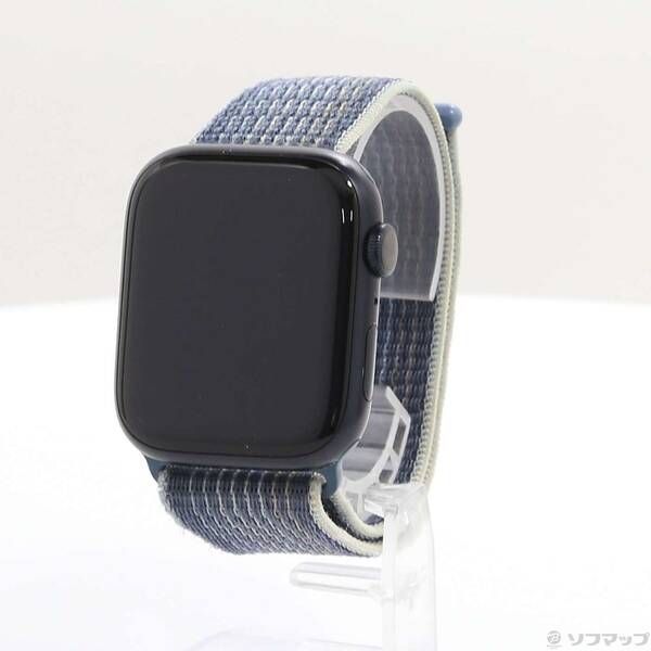〔 品〕 Apple Watch Series 8 GPS 45mm ミッドナイトアルミニウムケース ストームブルースポーツループ 262