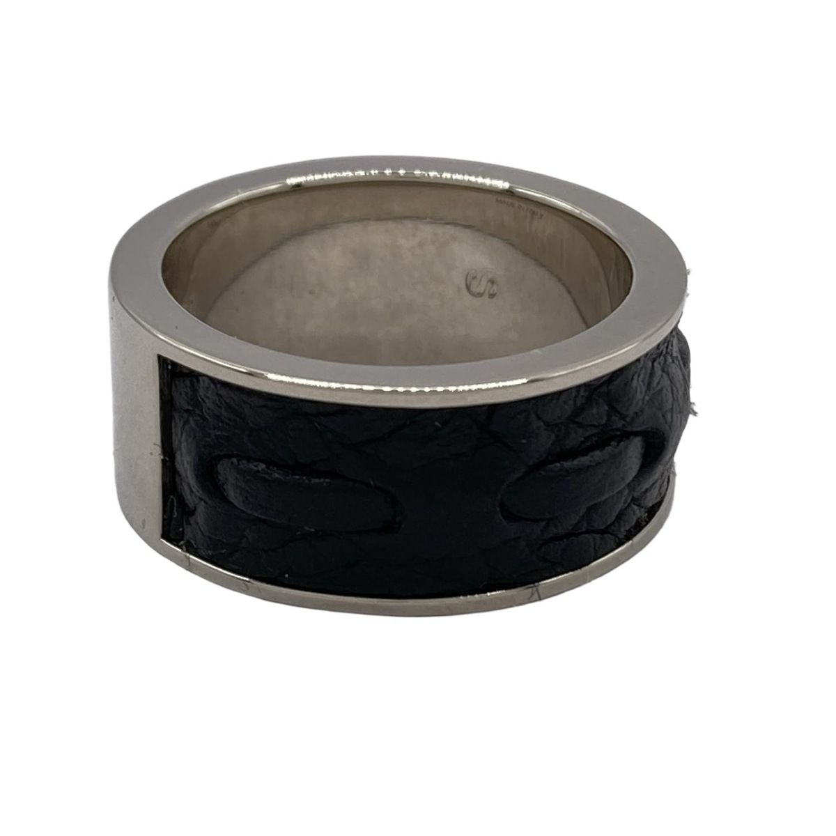 FENDI(フェンディ) リング美品 セレリアリング レザー シルバー×黒  