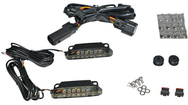 LED サドルバッグレール ライトバー：2014〜25年ツーリングでエアウイング・サドルバッグリッドレールキット90200792、90200793装着車/スモークレンズ