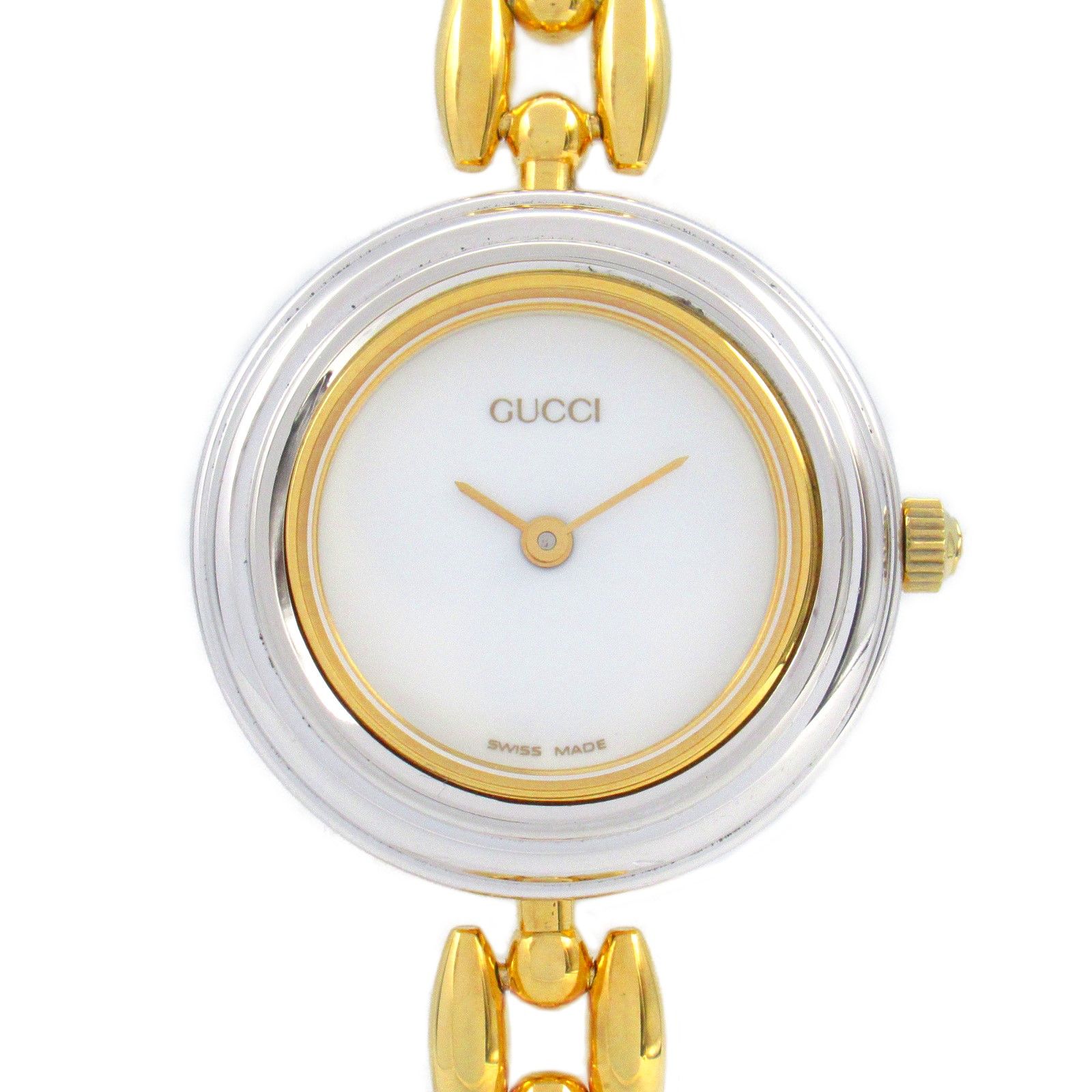 グッチ GUCCI 腕時計 チェンジベゼル 11/12.2 ホワイト GP（ゴールドメッキ） チェンジベゼル レディース Used A