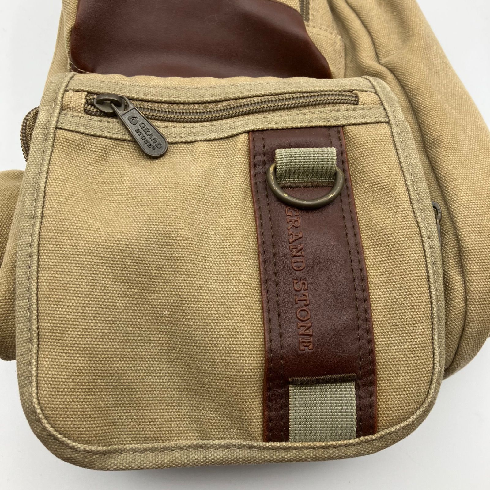 【未使用】STONE  ショルダーバッグ　カーキ 2WAYショルダーバッグ/薄カーキ（倉敷帆布+栃木レザー使用） | nonos