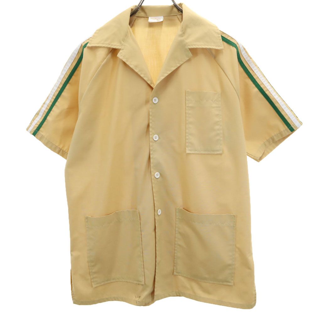 ジャンセン 70s USA製 半袖 オープンカラーシャツ M ベージュ Jantzen オールド ヴィンテージ メンズ