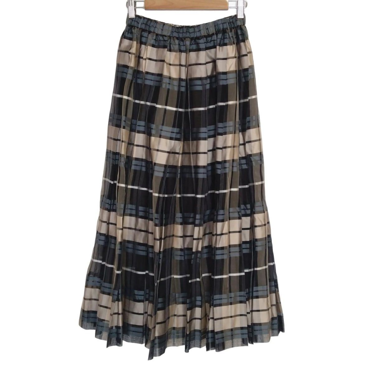 ゆこ様専用ebure エブール チェック シルクオーガンジー ロングスカート36