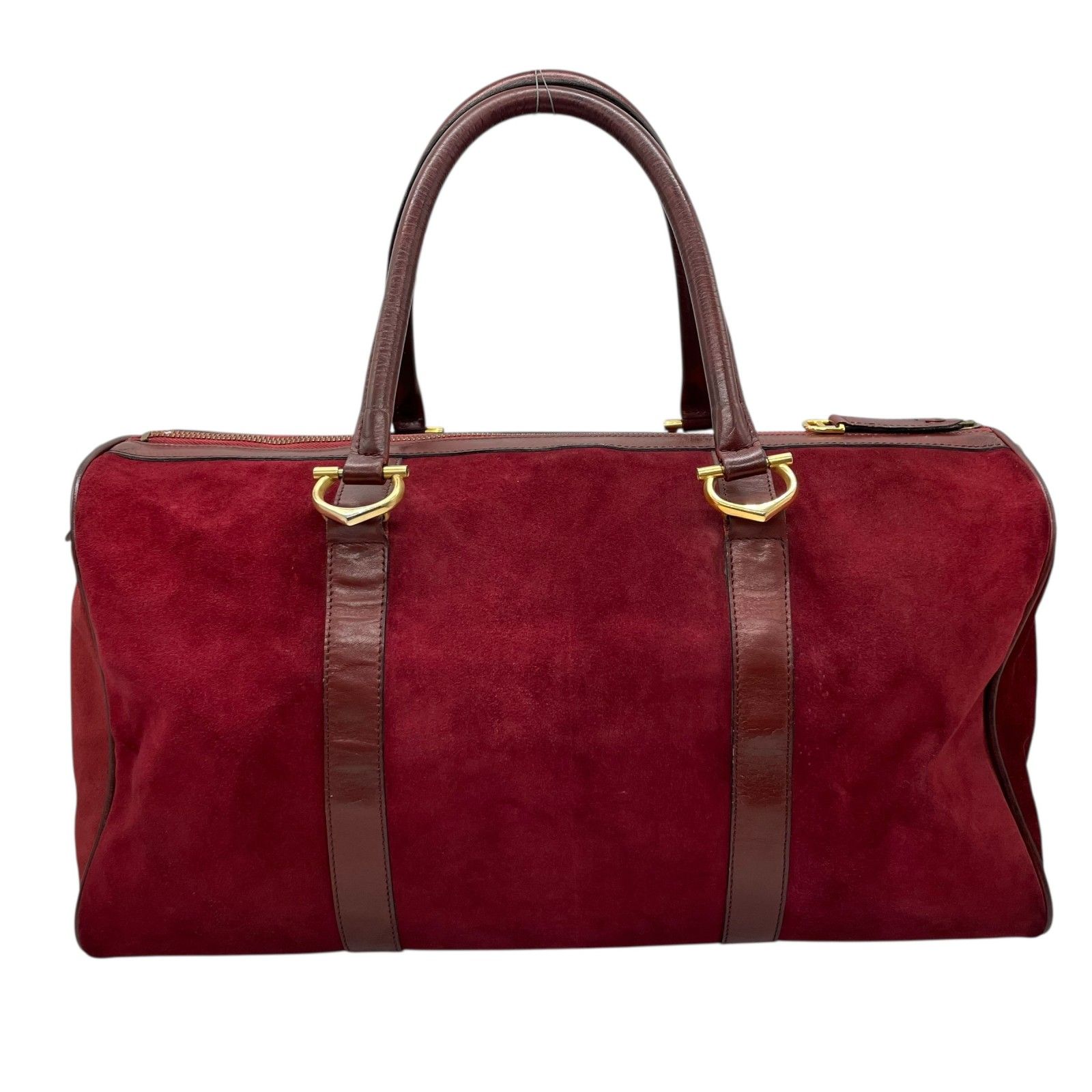[鑑定済] Cartier カルティエ マストライン ボストンバッグ ボルドー 良品】カルティエ ボストンバッグ マストライン ゴールド金具