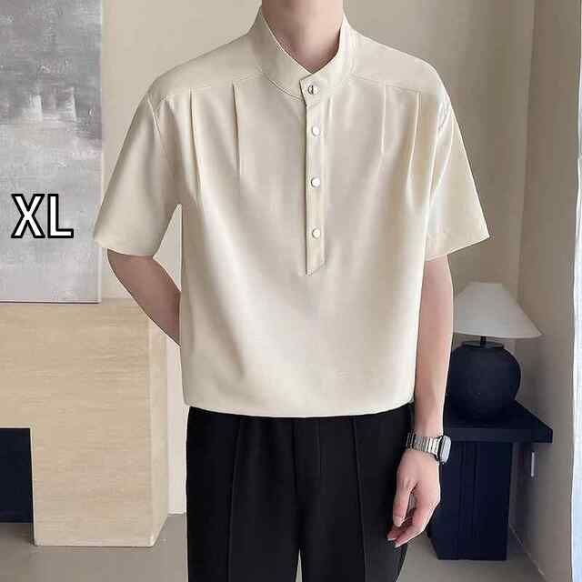 [XL]秋冬 コーデ メンズ  服 シンプル ファッション オシャレ 大人 かっこいい 大きいサイズ ストリート 紳士服  スタンドカラー シャツ カジュアル シンプル ハイエンド 