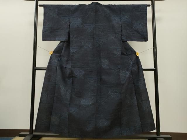 平和屋着物▽結城紬 単衣 草花文 正絹 逸品 DAAW9245sf