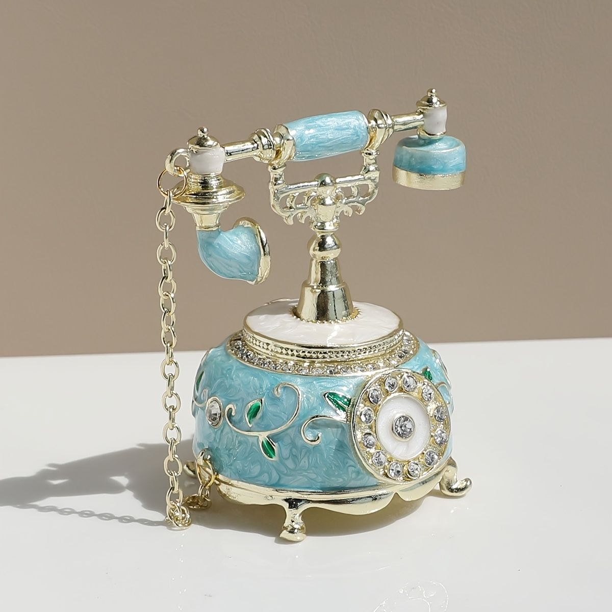 手描きエナメル装飾】ヴィンテージ電話型 ジュエリーボックス