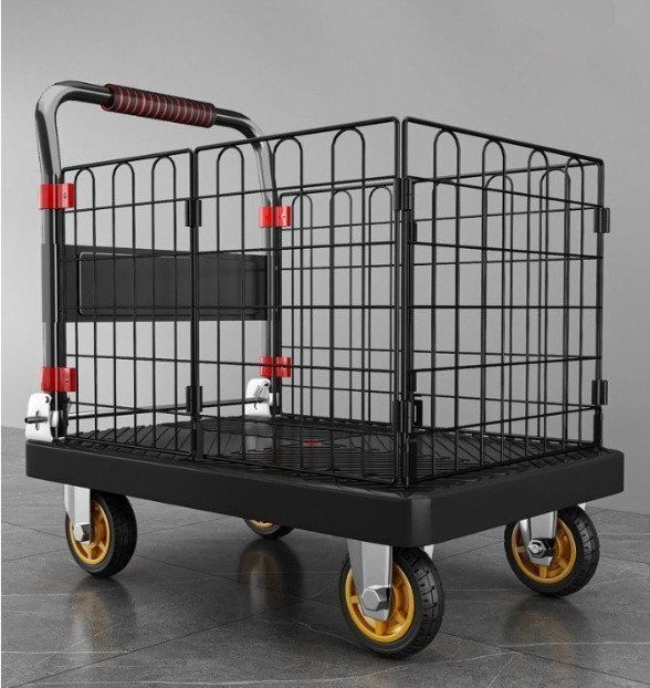 90*60cmカゴ台車 大容量 メッシュ台車 カゴ付き台車 台車 折りたたみ式 カート台車 網籠車 積載運搬車 耐荷重450kg 送料無料