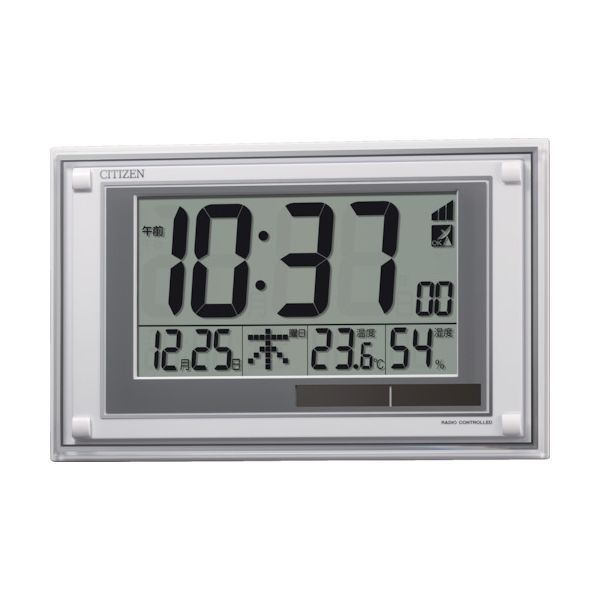 【新品・7営業日以内発送】シチズン 8RZ189-003  電波時計 デジタル表示 掛置兼用 温湿度計付き 白 １８８×２９９×２８ｍｍ 8RZ189003【沖縄離島販売不可】