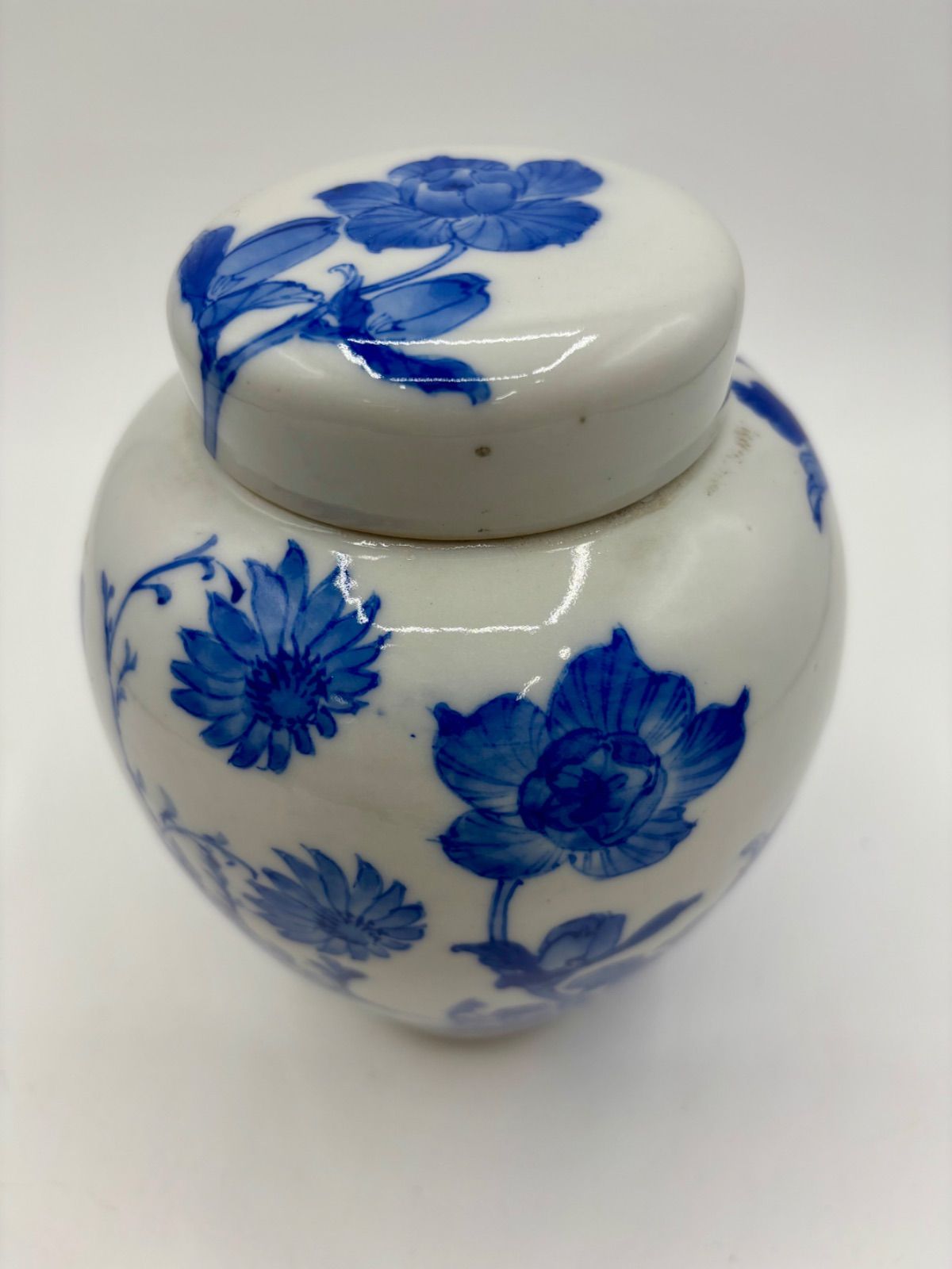 平安 艶彩 造 方円草花文　染付　茶入　茶壺 平安 艶彩 造 方円草花文 染付 茶入 茶壺 - メルカリ
