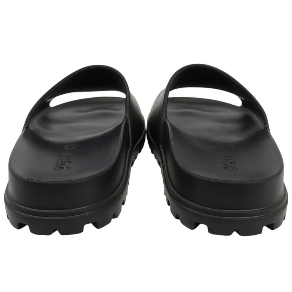 関税送料込 PRADA ロゴ スライド サンダル すぐ届く PRADA プラダ レザー スライド サンダル 白 黒