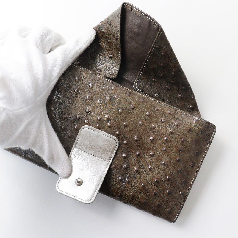 美品 ヒロコハヤシ HIROKO HAYASHI レザー クラッチバッグ/ブラウン  