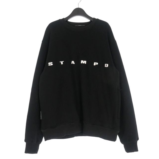 スタンプド STAMPD ロゴプリント ダブルフェイス スウェットプルオーバー トレーナー 長袖 L ブラック 黒