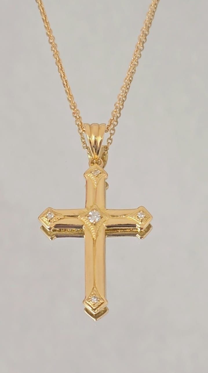 K18YG ダイヤモンド クロスペンダントネックレス D0.14ct 7g 45cm 