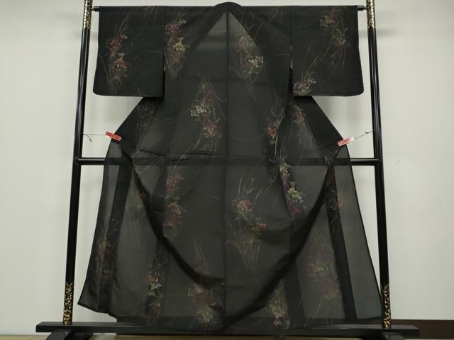 平和屋着物＊夏物 小紋 紗 草花文 正絹 逸品 CAAV3940dy