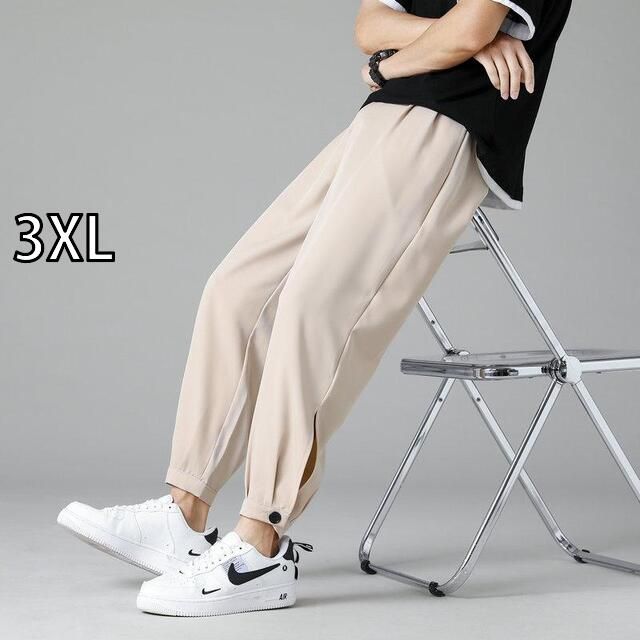 [3XL]メンズ ファッション 服 男性用 オシャレ シンプル 大人 かっこいい 大きいサイズ ストリート 紳士服 冷感 パンツ 夏 薄手 カジュアル ズボン スウェット パンツ 速乾 九分丈