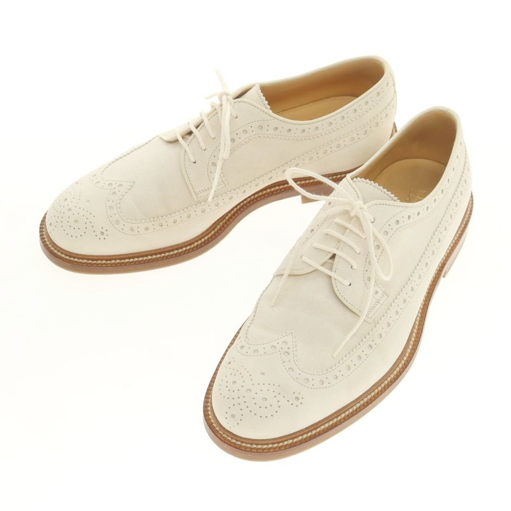 ブルネロクチネリ Brunello Cucinelli スエード ロングウイングチップ ドレスシューズ アイボリーベージュ サイズ42 1|2 メンズ