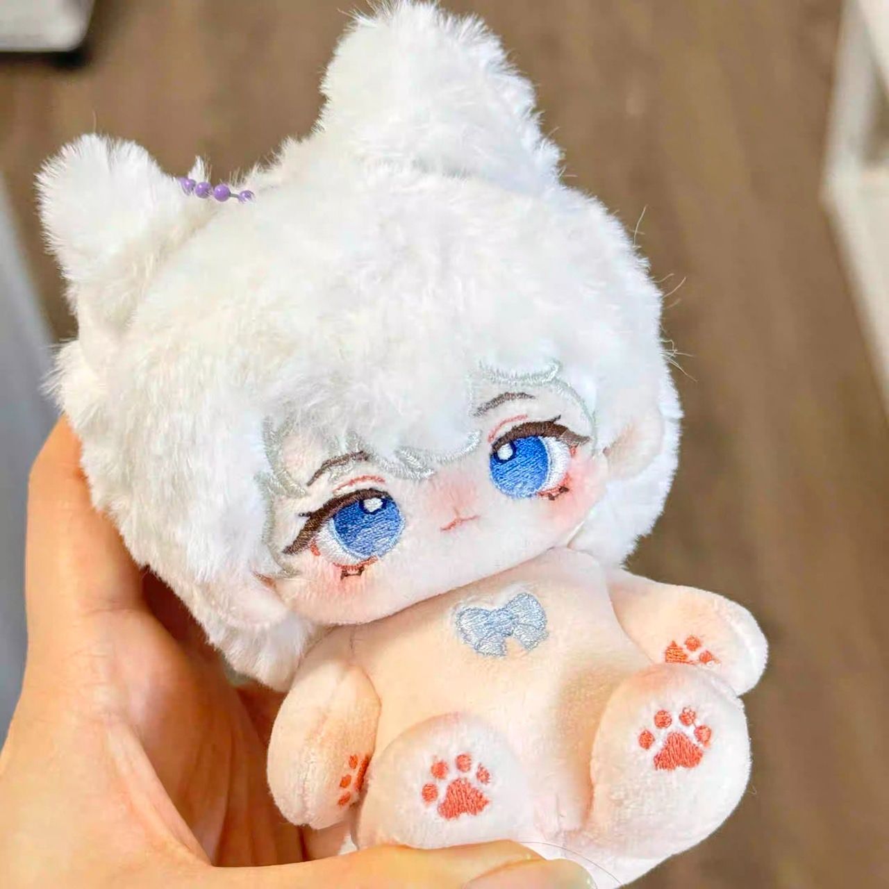 10cmぬい】ぬい本体 スケルトン 骨 尻尾 ぬいぐるみ リボン 白髪