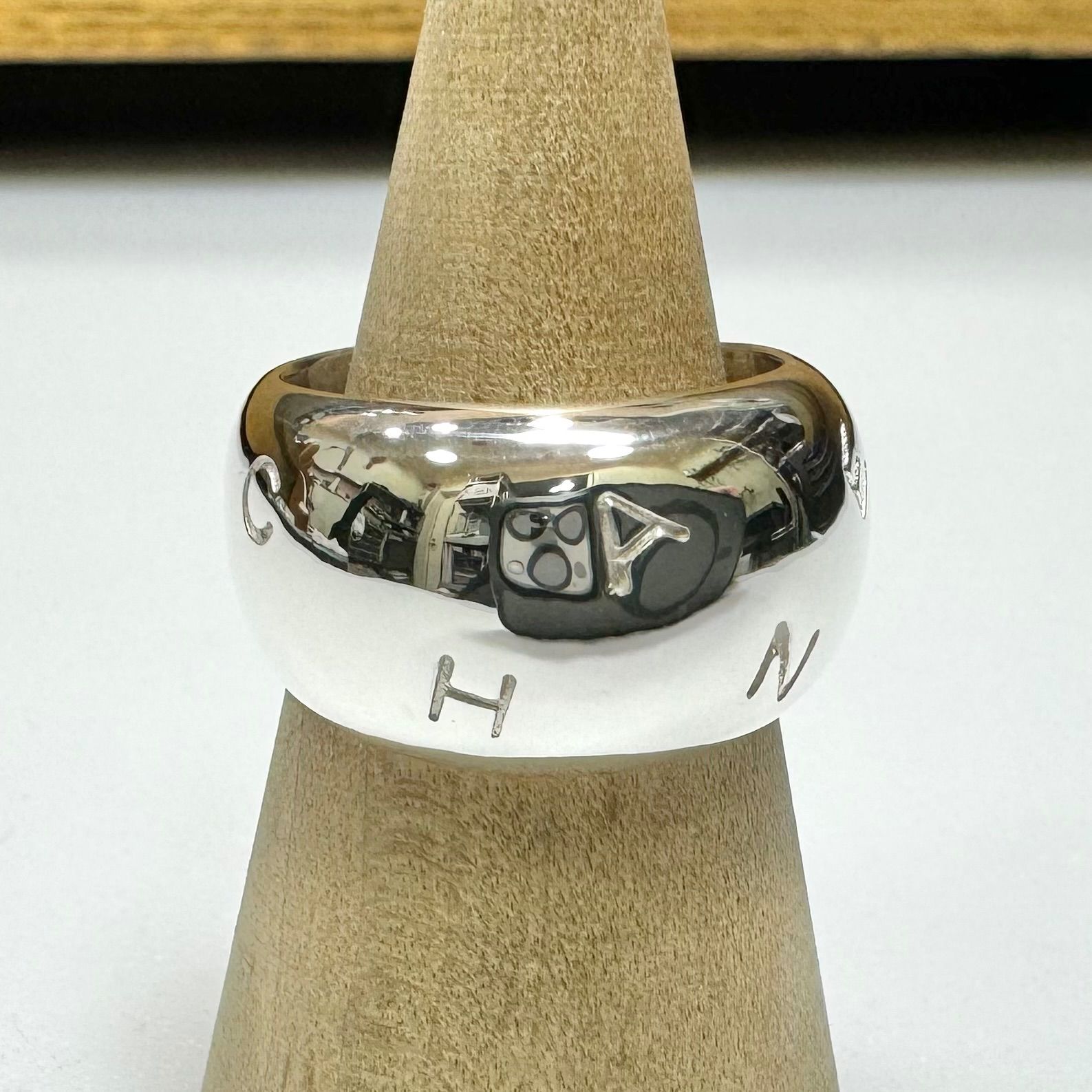 CHANEL アルファベット ロゴ ワイド リング シルバー 925 #13 シャネル 