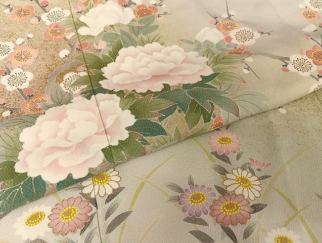 平和屋着物○京友禅の第一人者 松井青々 訪問着 草花文 金彩 正絹 逸品  