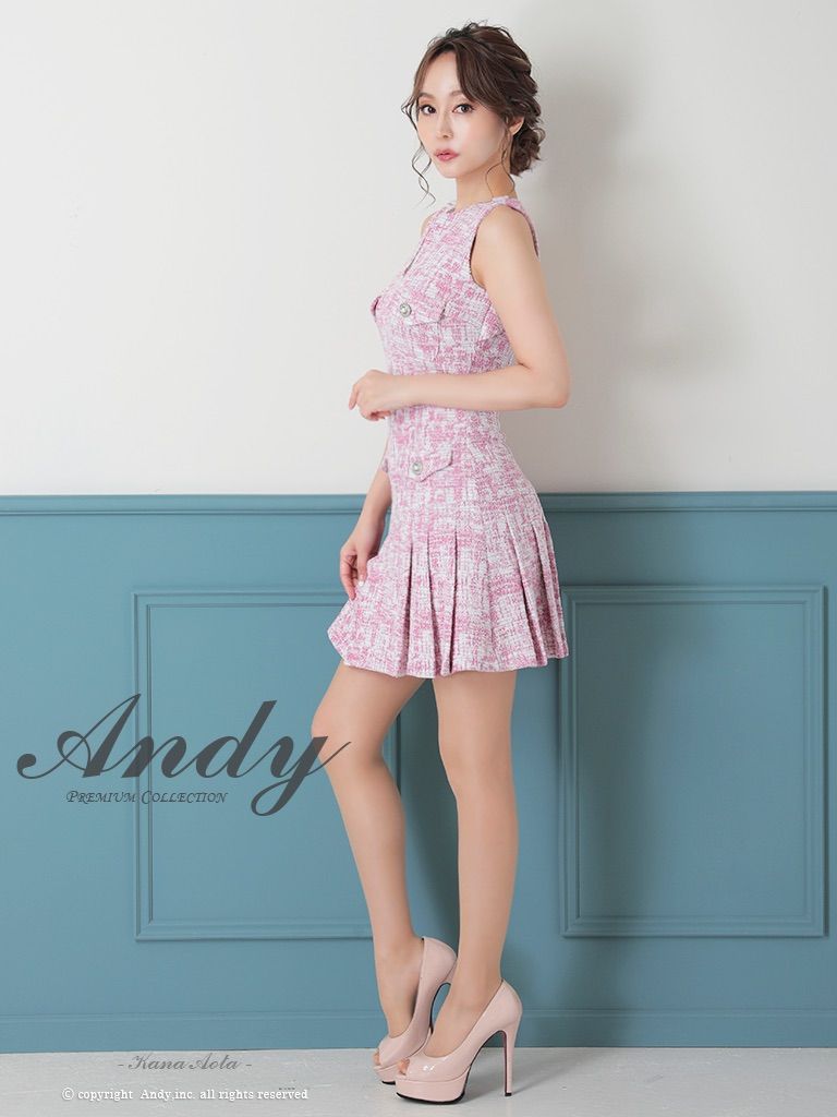 【未使用タグ付き】Andy ドレス ワンピース ノースリーブ ピンク ベージュ 未使用タグ付き】Andy ドレス ワンピース ノースリーブ ピンク