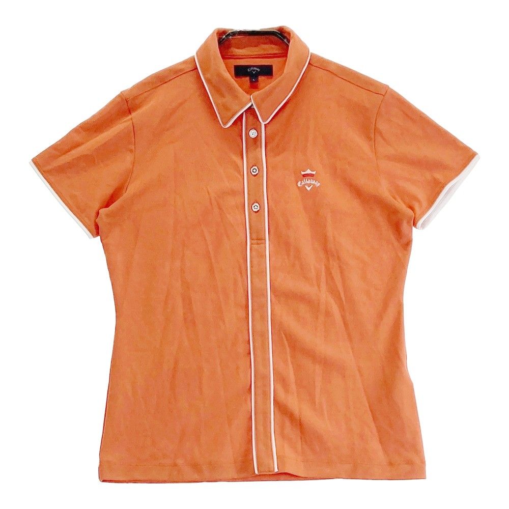 Callaway キャロウェイ ゴルフ シャツ オレンジ プリント 半袖 ポロシャツ ウェア L callaway キャロウェイ オレンジ ゴルフ ポロシャツ 総柄.
