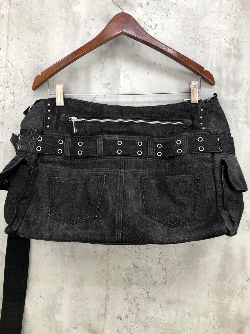 GRANCY グランシー ショルダーバッグ　デニム　ブラック GRANCY】Crazy layered denim pants design shoulder bag