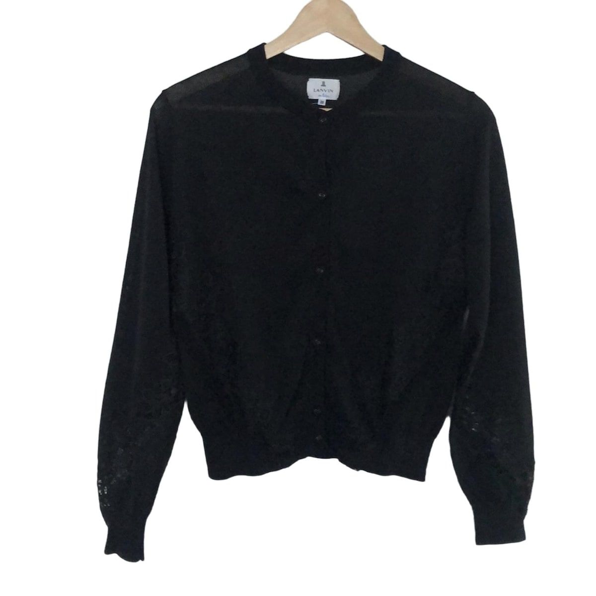 LANVIN en Bleu ランバンオンブルー カーディガン サイズ38 M レディース - 黒 長袖|レース|サマーニット