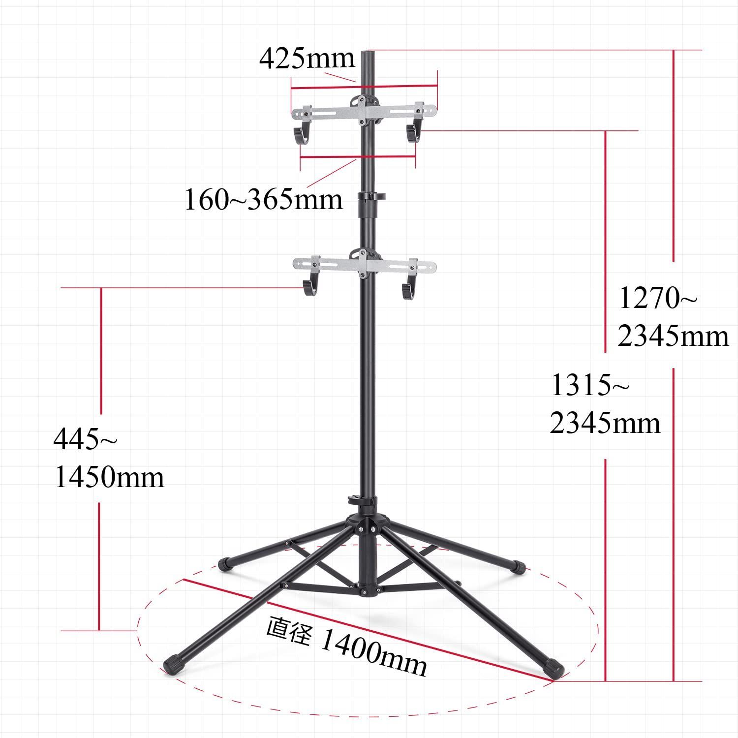 在庫 CXWXC 自転車 スタンド 2台 倒れない 横置き ディスプレイスタンド 高さ無段階調整 室内用 BN-W009 BRIGHTFACE_UK