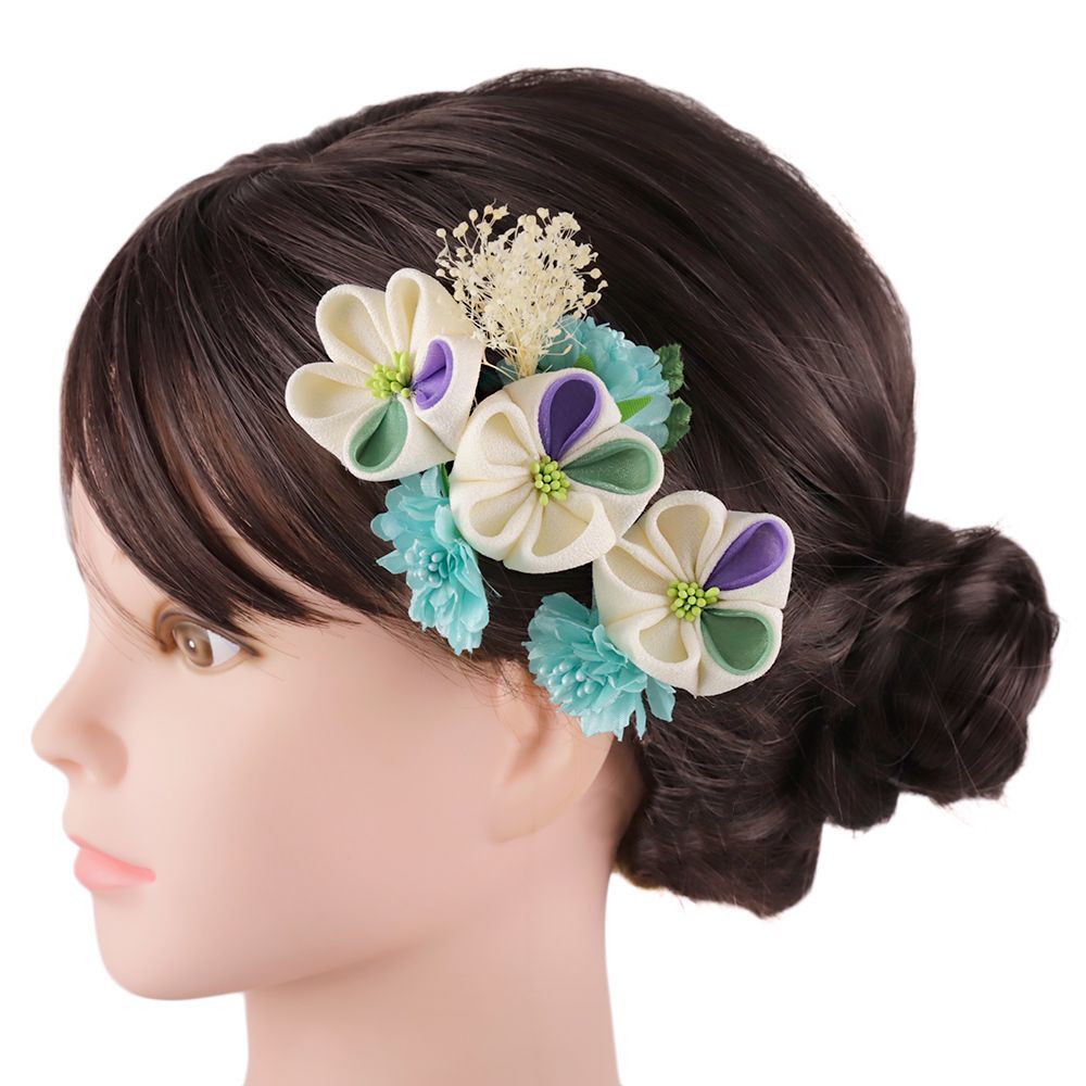 花飾り　成人式　前撮り 楽天市場】髪飾り 成人式 花 ドライフラワー つまみ細工 緑 黄緑