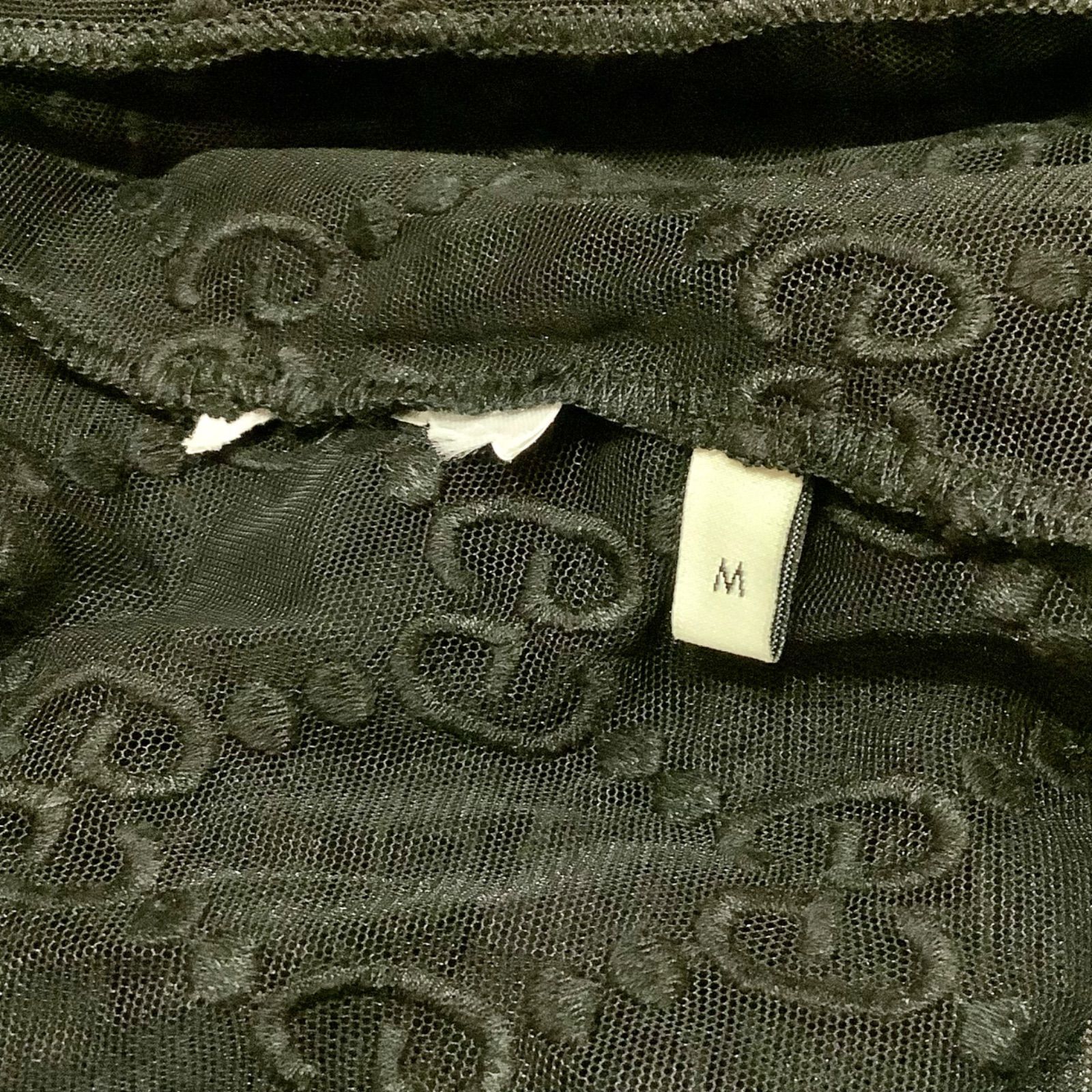 GUCC GG柄 シースルー トップス プルオーバー ブラウス カットソー XL 22-23SS グッチ GUCCI GG柄 シースルー トップス ブラック 黒 長袖 M
