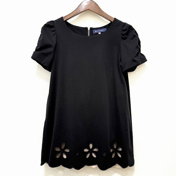 snc エムズグレイシー M SGRACY チュニック 40 黒 ベージュ 半袖 花モチーフ カットワーク インナー付き レディース 956806