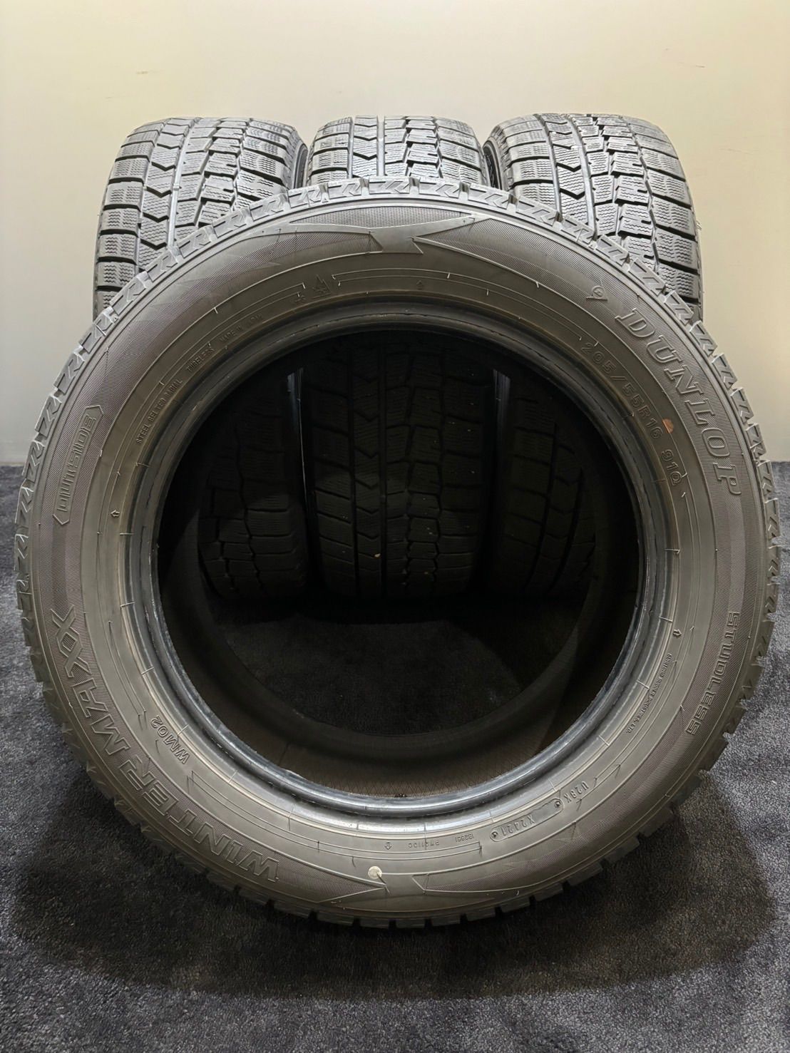 ★205/55R16 DUNLOP/WINTER MAXX WM02 21年製 スタッドレス 4本 ウィンターマックス プリウス インプレッサ カローラツーリング (4-G255)