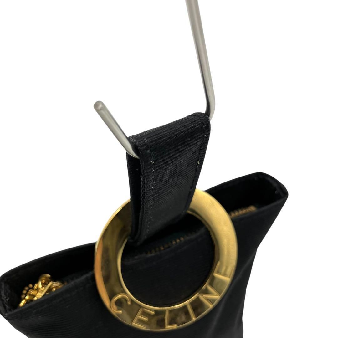 良品 2049 CELINE ミニポーチ サークルロゴ ナイロン ブラック 良品 2049 CELINE ミニポーチ サークルロゴ ナイロン ブラック